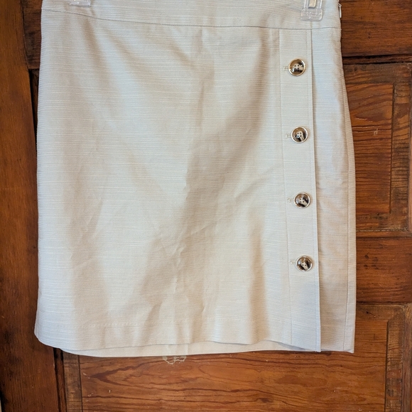 Ann Taylor Cream Asymmetrical Pencil Skirt Mini - Picture 1 of 6